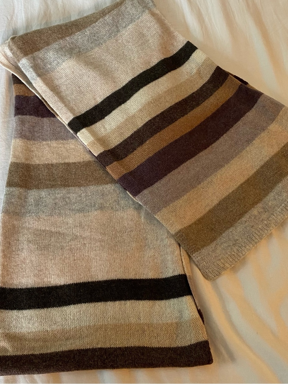 Hannah Rose Scarf Womens 11.5x 81” Soft 100% Cashmere Stripe Cozy *small Tears*